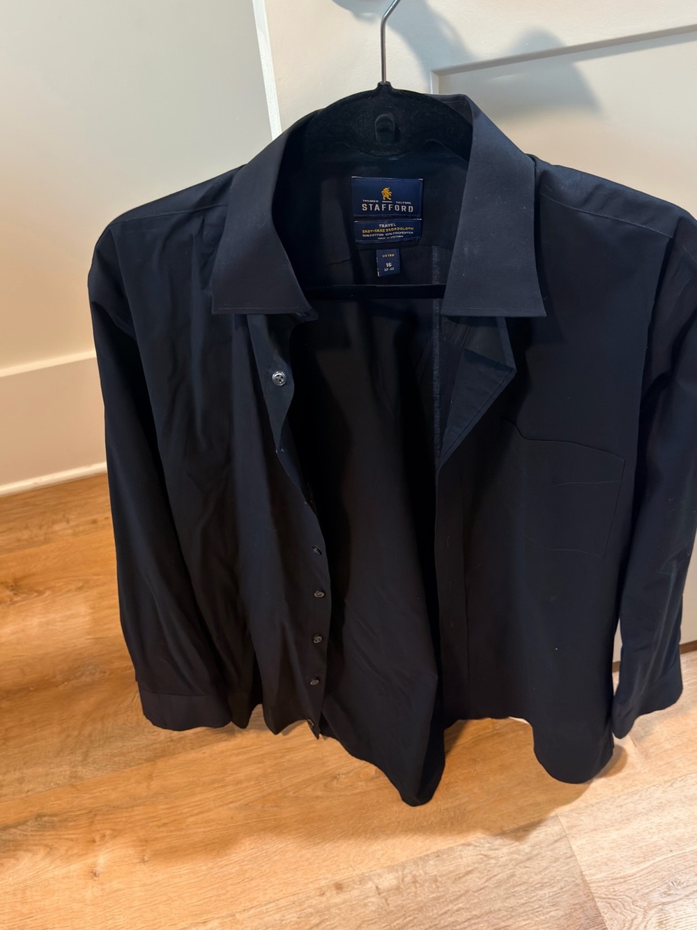 Stafford Men's Black Lightweight Button-Up Shirt Jacket